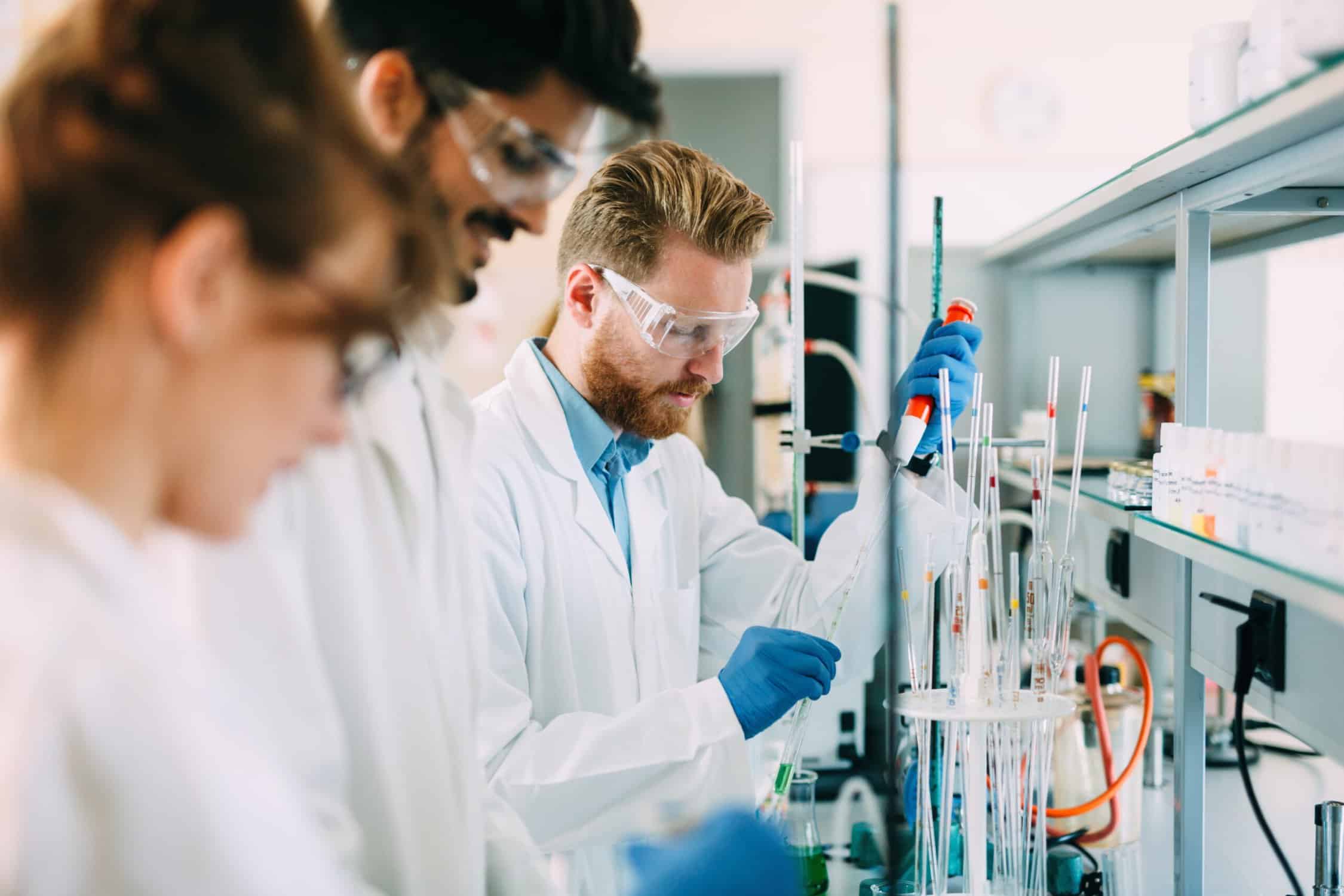 chemistry students in a lab