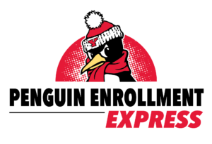 penguin enrollment express logo with pete the penguin