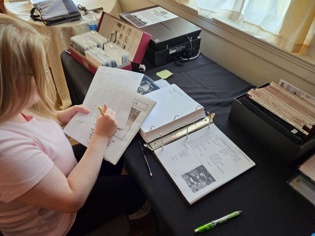India Gatts, YSU English and history student working on the Pioneer Cemetery project.