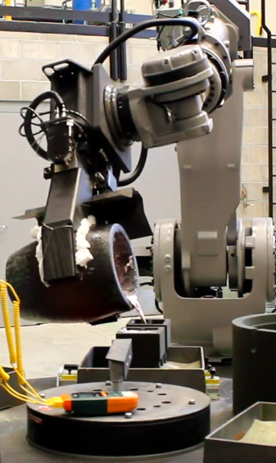 automated foundry in the process of pouring